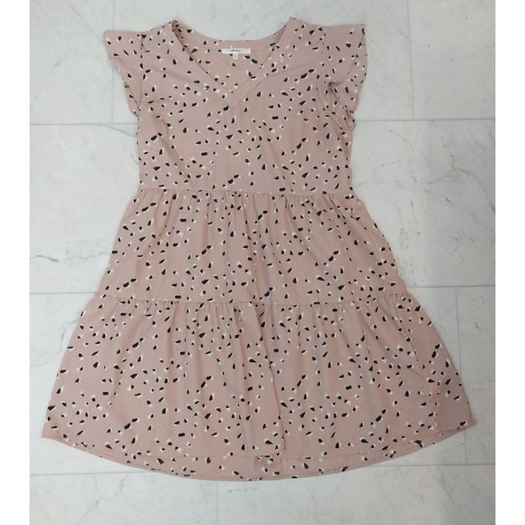 Andree by Unit Pink Tiered Flowy All Over Print Dress Sz Small - Picture 5 of 12